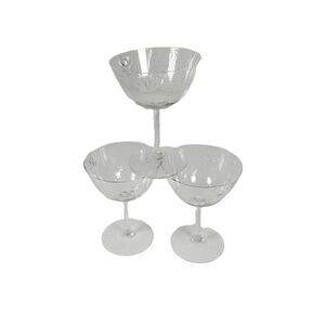 3 VINTAGE PRINCESS HOUSE WINE CRYSTAL GLASS GLASSES 6 OZ ETCHED FLORAL SET LOT